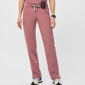 Figs Kade Cargo Scrub Pants Straight Leg Mauve Pink XXL